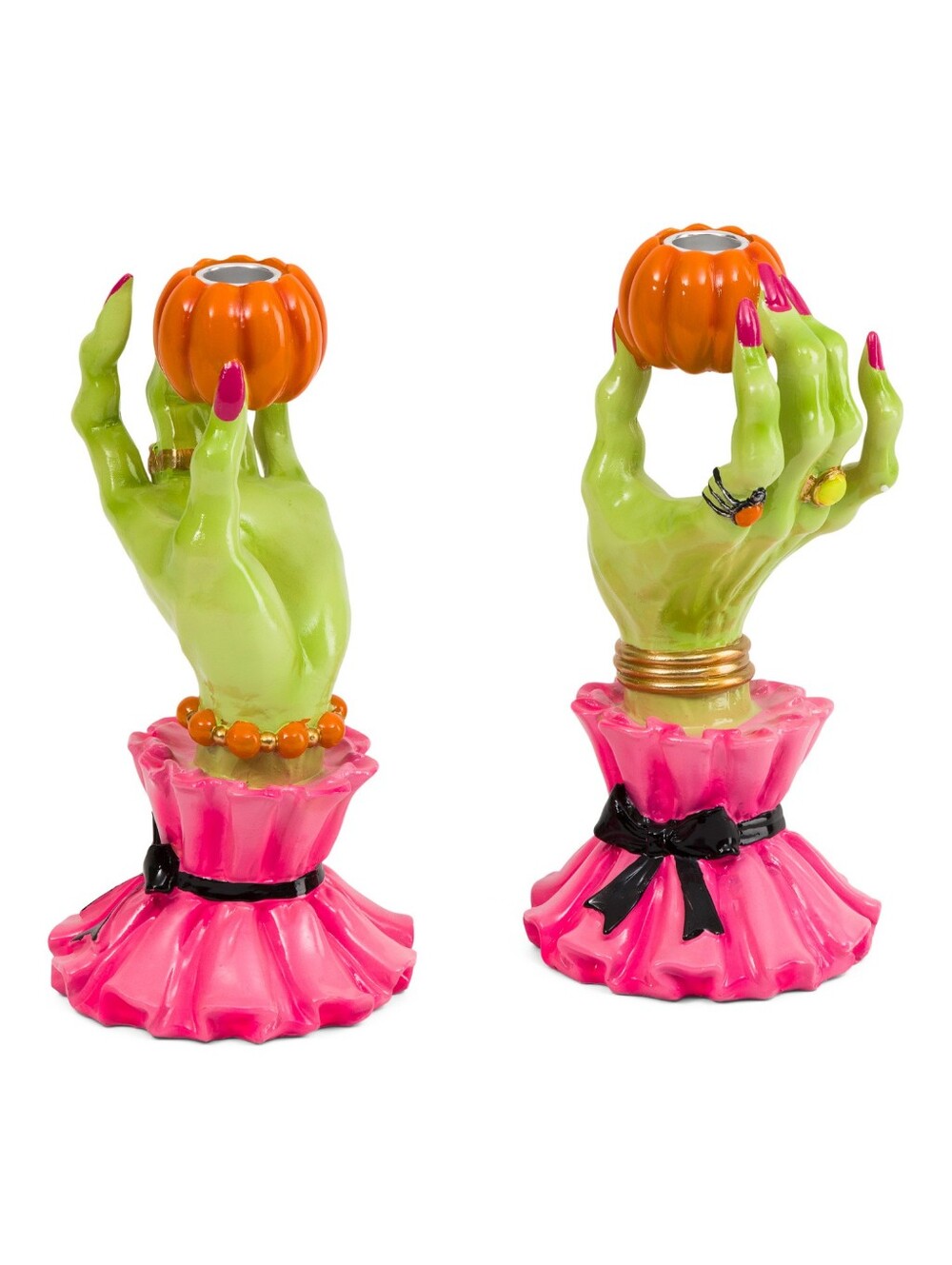 Broomstick Blvd Green Hand Candle Holder - Decorative Halloween Accent